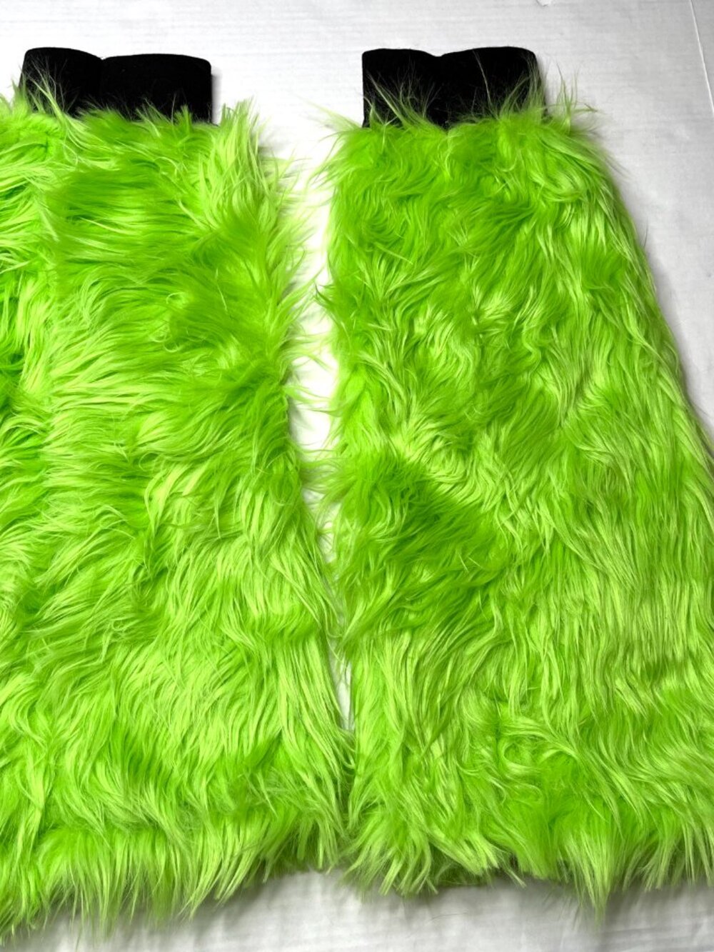 Neon Green Fur Leg Warmers Flared Boot Covers Corset Legwarmers Monster Costume - Picture 6 of 7